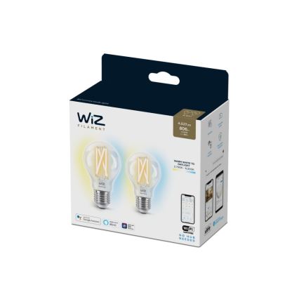KOMPLET 2x LED prigušiva sijalica VINTAGE FILAMENT A60 E27/6,7W/230V 2700-6500K CRI 90 Wi-Fi - WiZ