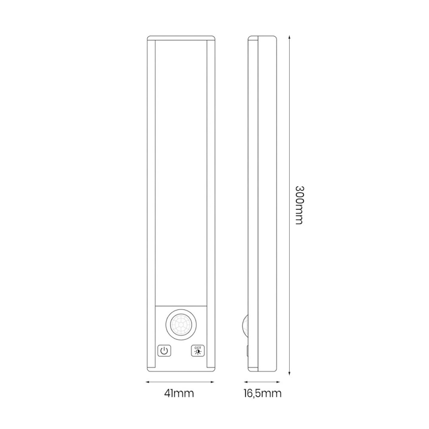 Komplet od 2 LED punjive rasvete za nameštaj sa senzorom pokreta i sumraka VIRO LED/1,2W/3,7V 800 mAh 3000/4000/6500K 30 cm crna