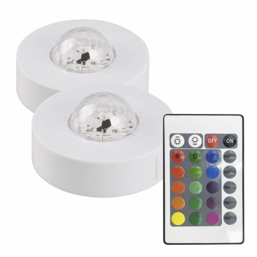 Komplet 2x LED RGB prigušiva dekorativna svetiljka FESTA 3xAAA/4,5V + daljinski upravljač