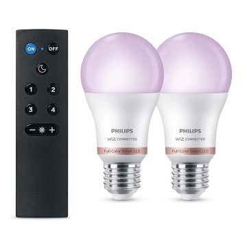 SET 2x LED RGB prigušiva sijalica Philips SMART A60 E27/8,5W/230V 2200-6500K + daljinski upravljač