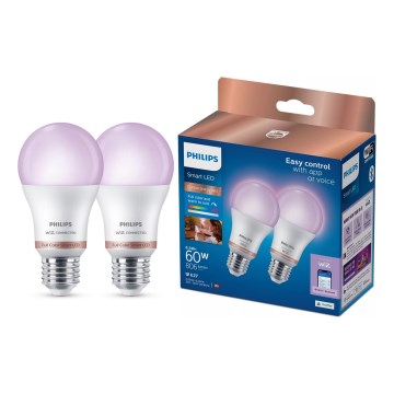 SET 2x LED RGB prigušiva sijalica Philips SMART A60 E27/8,5W/230V 2200-6500K