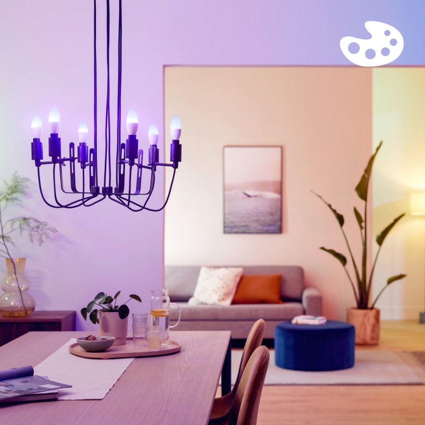 SET 2x LED RGB prigušiva sijalica Philips SMART C37 E14/4,9W/230V 2200-6500K CRI 90