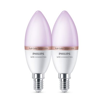 SET 2x LED RGB prigušiva sijalica Philips SMART C37 E14/4,9W/230V 2200-6500K CRI 90