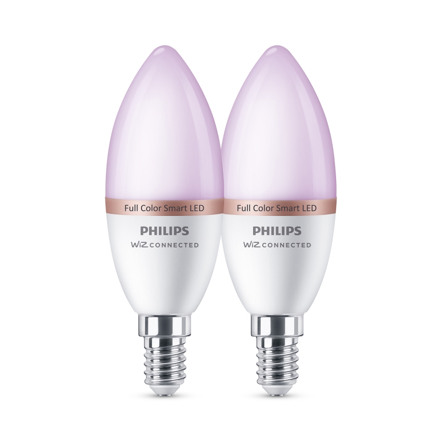 SET 2x LED RGB prigušiva sijalica Philips SMART C37 E14/4,9W/230V 2200-6500K CRI 90