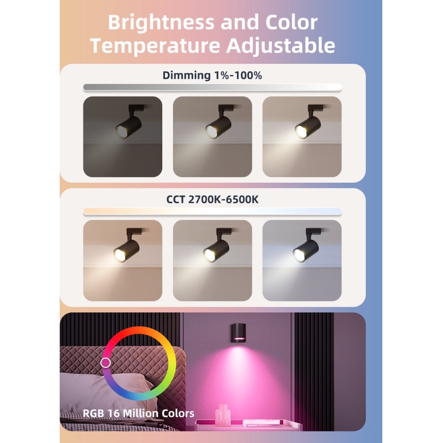 KOMPLET 2x LED RGBW prigušiva sijalica MESH GU10/6,5W/230V 2700-6500K Wi-Fi - Aigostar