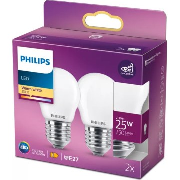 Set 2x LED sijalica Philips P45 E27/2,2W/230V 2700K