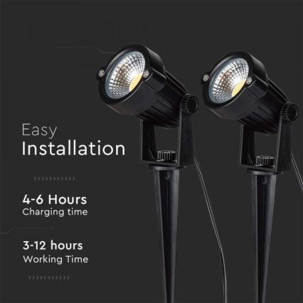 SET 2x LED Spoljašnja solarna lampa 2xLED/1,2W/3,7V IP65 3000K 4000 mAh