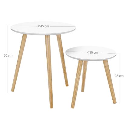 Set 2x pomoćnih stočića SERA, bela/braon