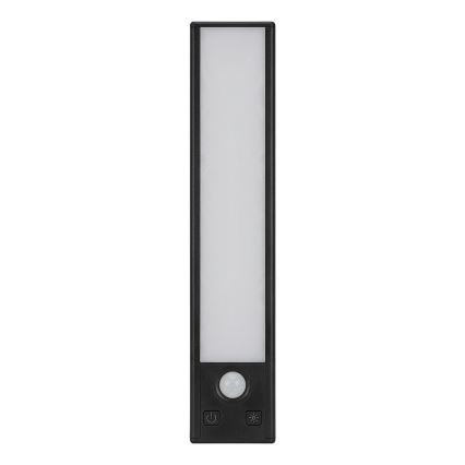 SET 2x punjiva LED svetla za nameštaj sa senzorom pokreta i sumraka VIRO LED/1W/3,7V 800 mAh 3000/4000/6500K 20 cm crna