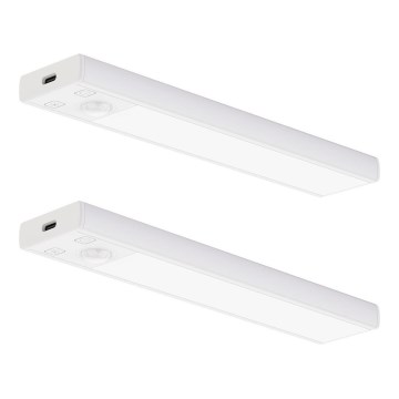 SET 2x punjivo LED osvetljenje za nameštaj sa senzorom pokreta i sumraka VIRO LED/1W/3,7V 800 mAh 3000/4000/6500K 20 cm bela