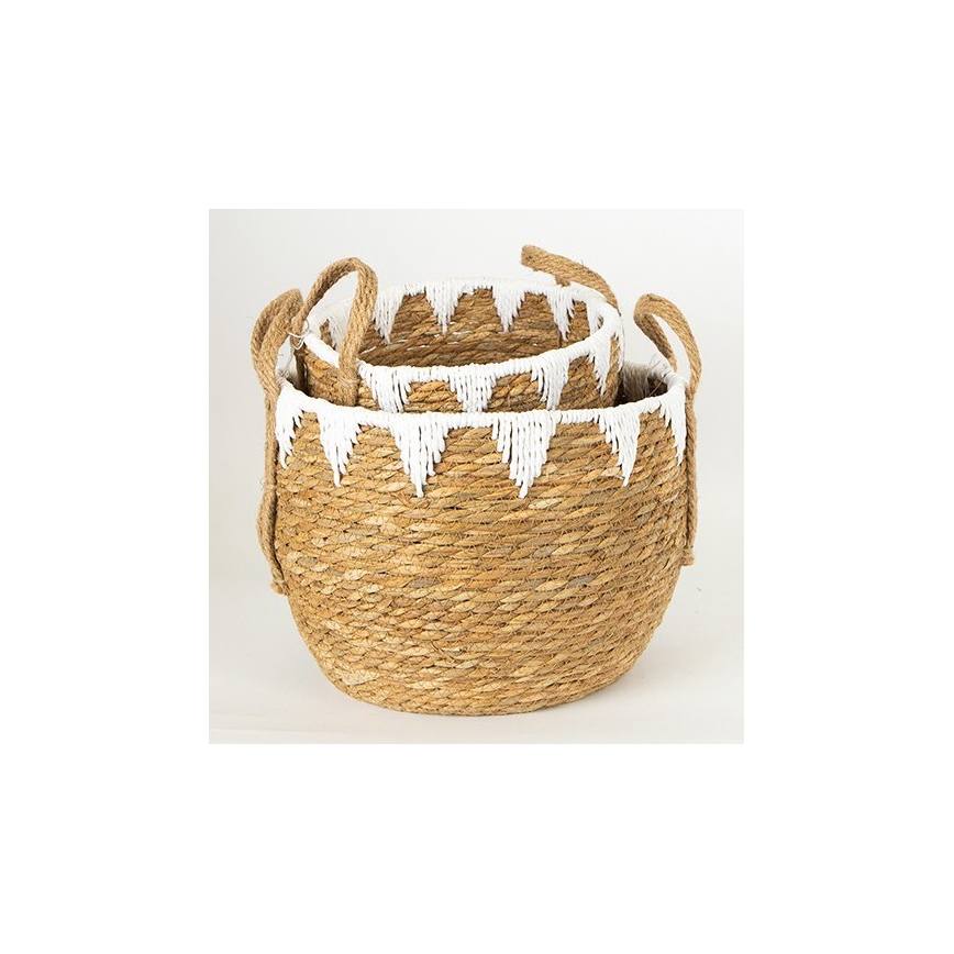 SET 2x slamene korpe bež/bela 32x16,5x18/24x23,5x26 cm