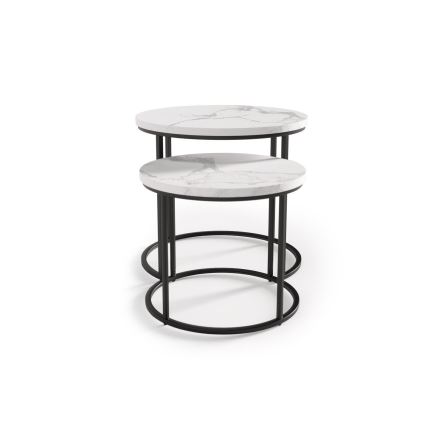 SET 2x stočića za kafu OREO, prečnika 43/53 cm, crna/mramorni dekor
