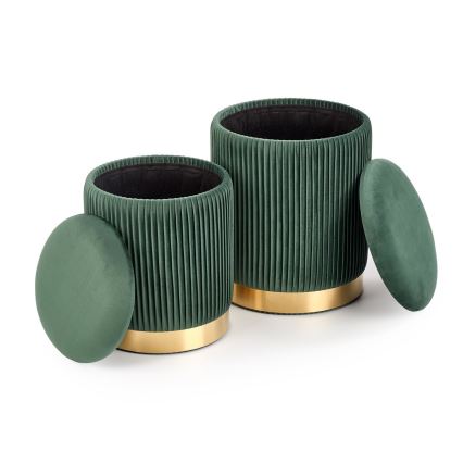 SET 2x tabure MONTY Ø 36/44 cm zelena/zlatna