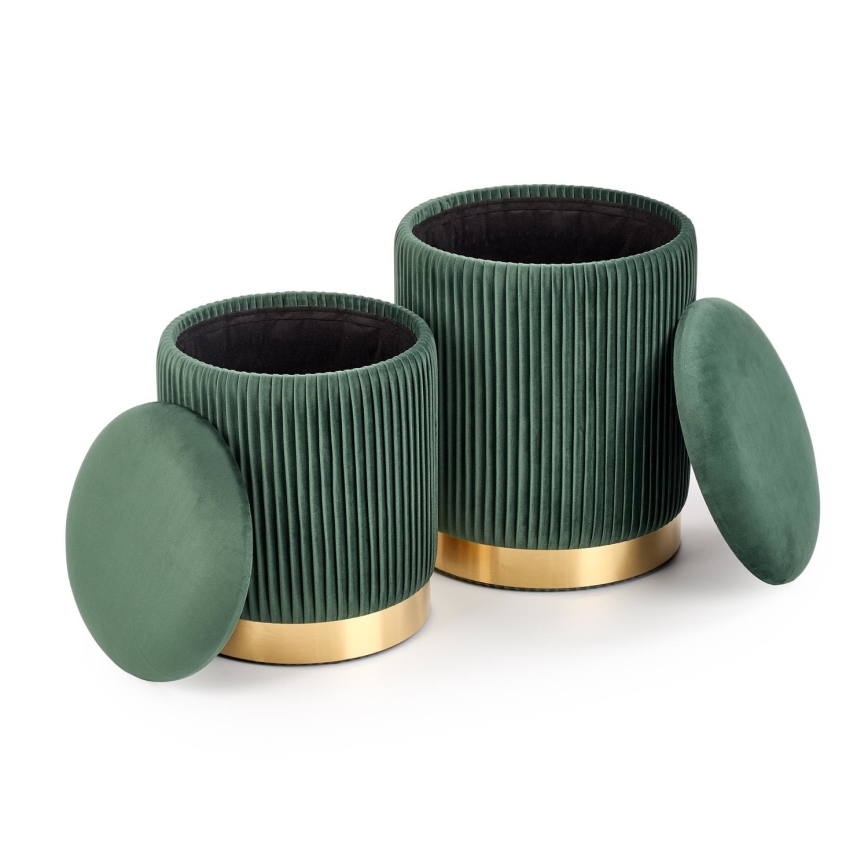 SET 2x tabure MONTY Ø 36/44 cm zelena/zlatna