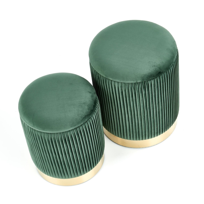 SET 2x tabure MONTY Ø 36/44 cm zelena/zlatna