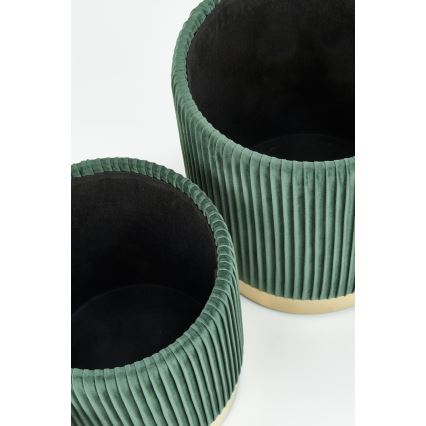 SET 2x tabure MONTY Ø 36/44 cm zelena/zlatna
