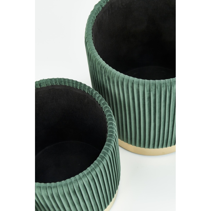 SET 2x tabure MONTY Ø 36/44 cm zelena/zlatna