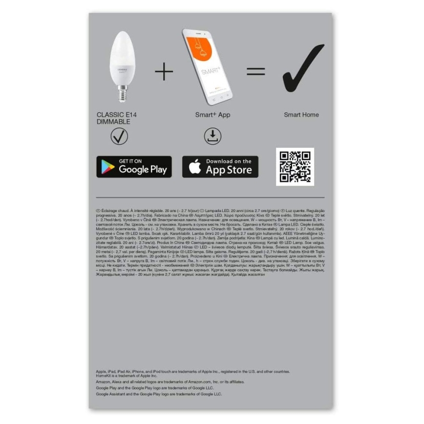 SET 3x LED prigušiva sijalica SMART+ E14/5W/230V 2700K Wi-Fi - Ledvance