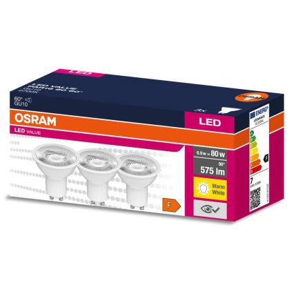 Set 3x LED reflektorska sijalica PAR16 GU10/6,9W/230V 2700K 60° - Osram
