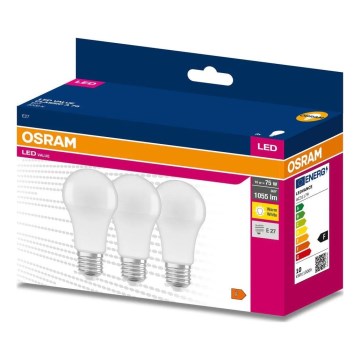 Set 3x LED sijalica A60 E27/10W/230V 3000K - Osram
