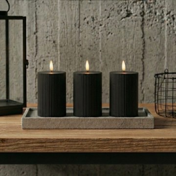 SET 3x LED sveća BRILLO LED/2xAA 12,5 cm crne + daljinski upravljač