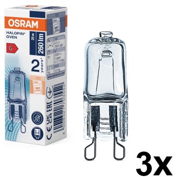 SET 3x sijalica za rernu HALOPIN G9/25W/230V 2700K - Osram