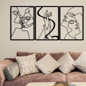 SET 3x zidne dekoracije 109x50 cm ljubav, metal