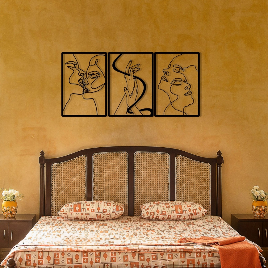 SET 3x zidne dekoracije 109x50 cm ljubav, metal