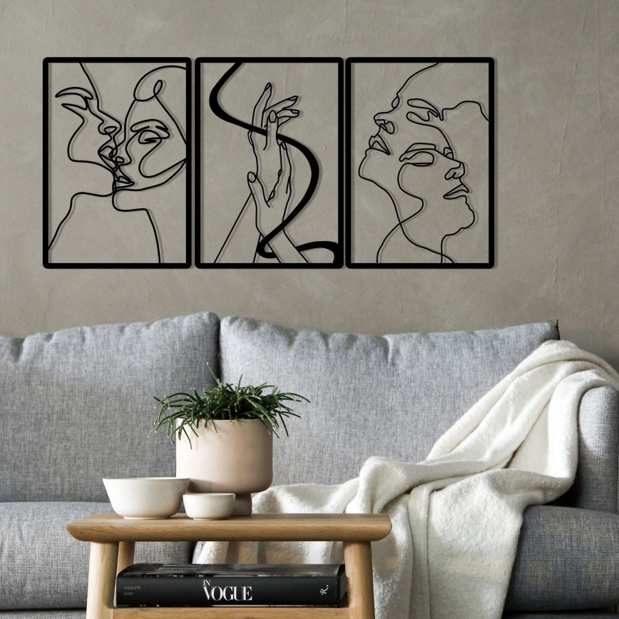 SET 3x zidne dekoracije 109x50 cm ljubav, metal