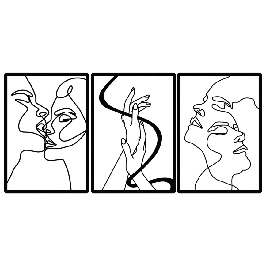 SET 3x zidne dekoracije 109x50 cm ljubav, metal