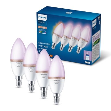 SET 4x LED RGB prigušiva sijalica Philips SMART C37 E14/4,9W/230V 2200-6500K