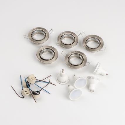 SET 5x ugradnih svetala za kupatilo 1xGU10/4W/230V IP23 mat hrom