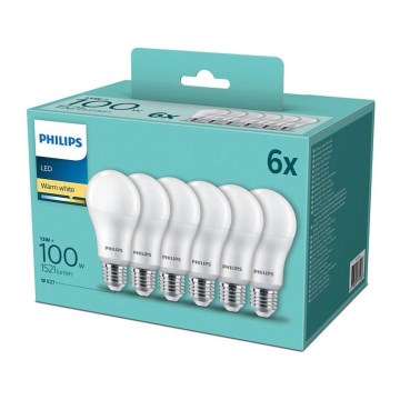SET 6x LED sijalica Philips A60 E27/13W/230V 2700K