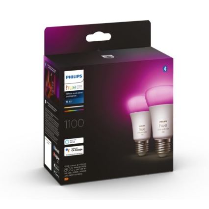 KOMPLET - LED RGBW prigušiva traka Philips Hue WHITE AND COLOR AMBIANCE 2m LED/20W/230V + 2x LED prigušiva sijalica Philips A60 E27/9W/230V 2000-6500K