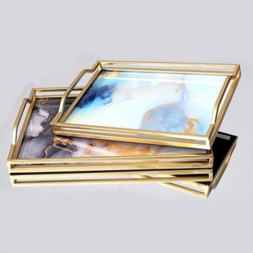 Set od 2 dekorativna pladnja 40x30/35x25 cm, zlatni