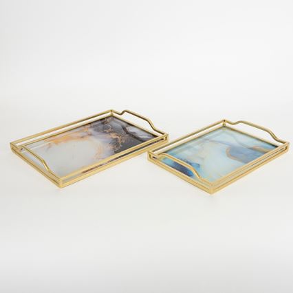 Set od 2 dekorativna pladnja 40x30/35x25 cm, zlatni