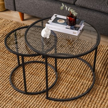 SET od 2 kom. konferencijski stočići TOKYO, prečnika 42/60 cm, crne boje