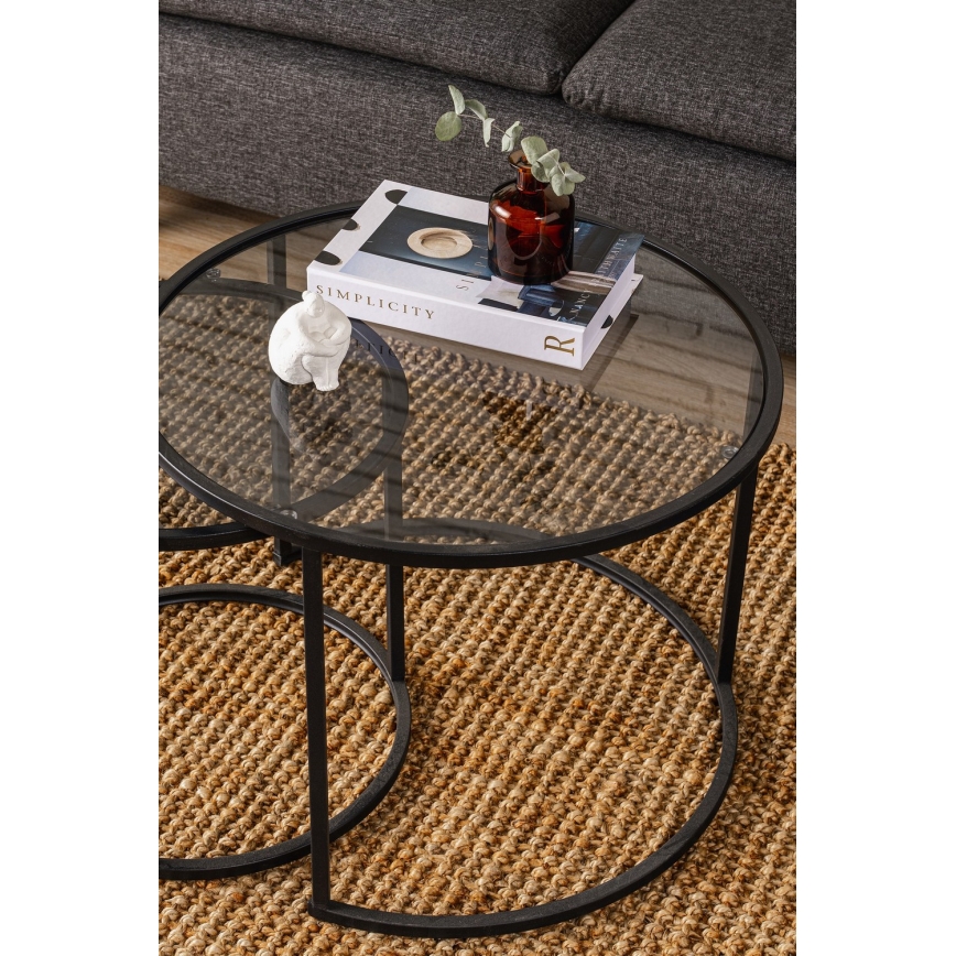 SET od 2 kom. konferencijski stočići TOKYO, prečnika 42/60 cm, crne boje