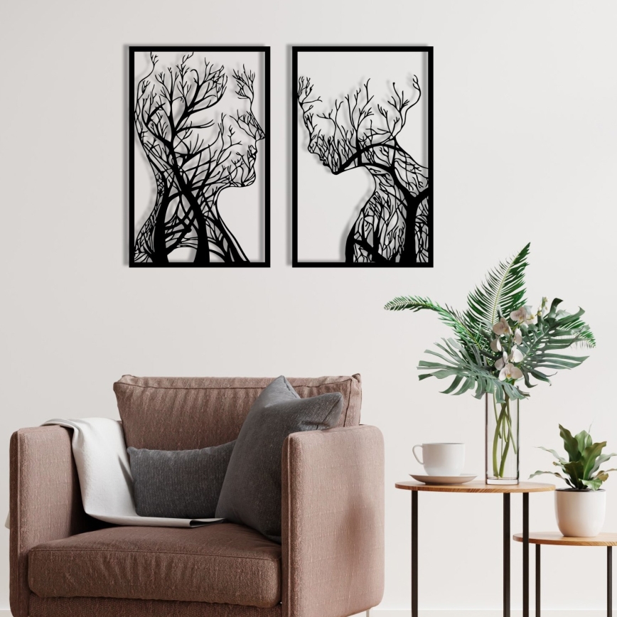 Set od 2 komada zidnih dekoracija 86x63 cm – Drvo života, metal