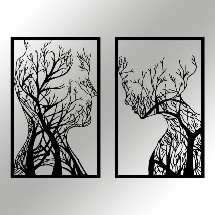 Set od 2 komada zidnih dekoracija 86x63 cm – Drvo života, metal