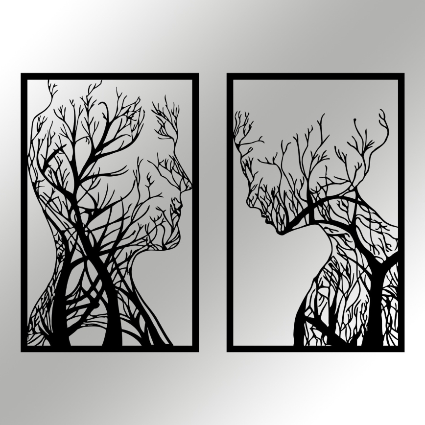 Set od 2 komada zidnih dekoracija 86x63 cm – Drvo života, metal
