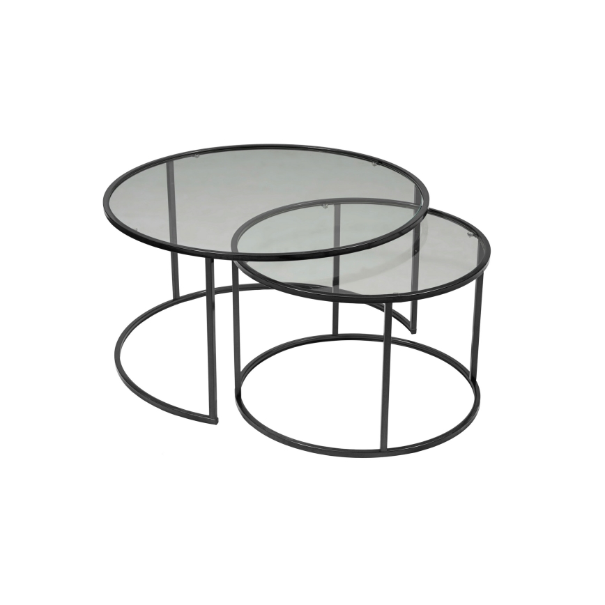Set od 2 konferencijska stočića TOKYO, prečnik 60/80 cm, crne boje