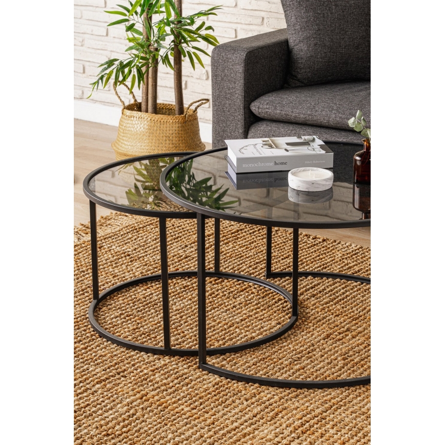 Set od 2 konferencijska stočića TOKYO, prečnik 60/80 cm, crne boje