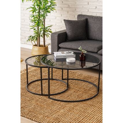 Set od 2 konferencijska stočića TOKYO, prečnik 60/80 cm, crne boje