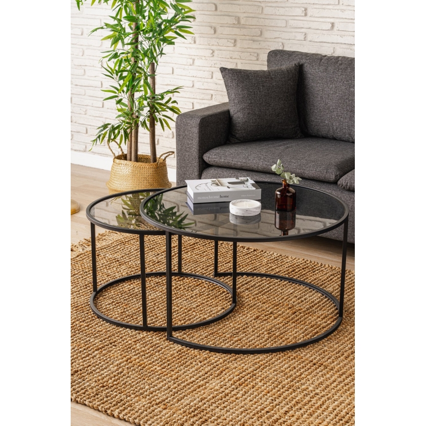 Set od 2 konferencijska stočića TOKYO, prečnik 60/80 cm, crne boje