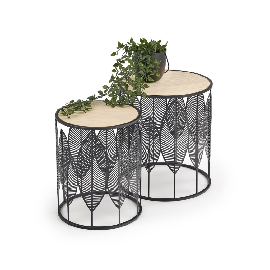 Set od 2 konferencijska stolića FOLLA, prečnika 33/40 cm, crne boje