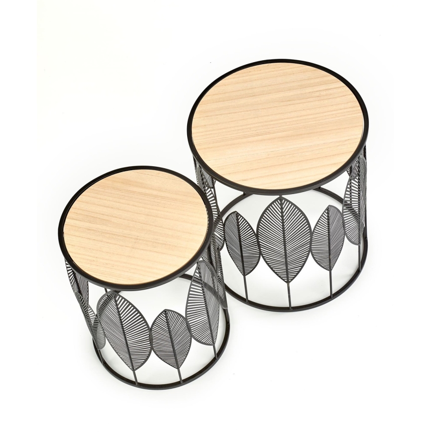 Set od 2 konferencijska stolića FOLLA, prečnika 33/40 cm, crne boje