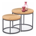 Set od 2 konferencijska stolića OREO, prečnik 43/53 cm, antracit/zlatni hrast