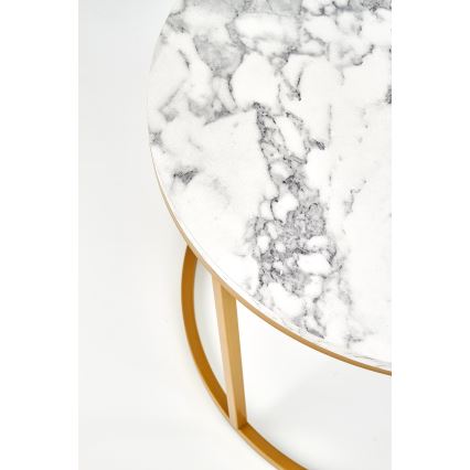 Set od 2 konferencijska stolića PACILA, dekor mermer/zlatna
