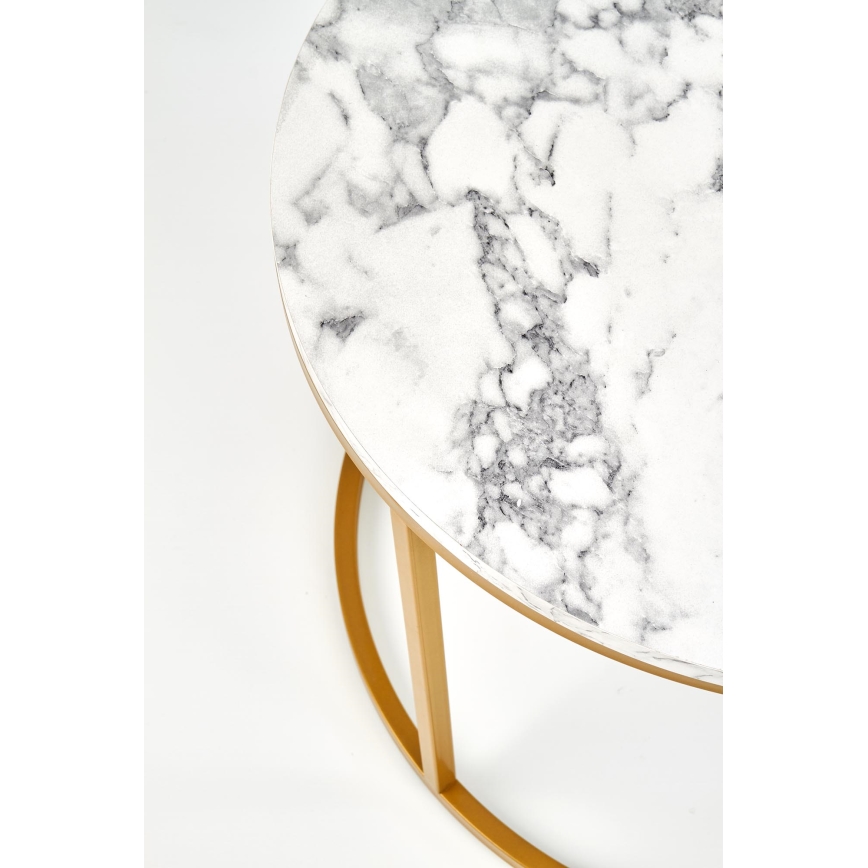 Set od 2 konferencijska stolića PACILA, dekor mermer/zlatna